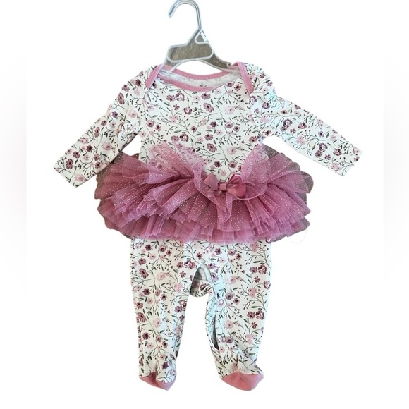 Baby Essentials Floral Tutu Onesie Footie 6 months - Picture 1 of 4